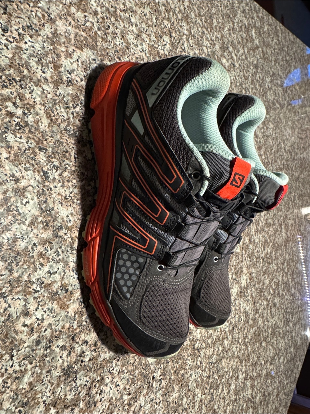 Salomon Women's Athletic Trail Shoes - Gray with Orange and Mint